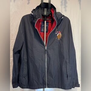 Vintage US Polo Assn Navy Blue Full Zip Windbreaker Jacket W/Red Mesh Liner XL